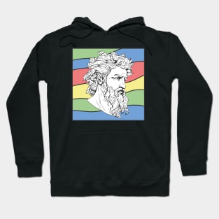 Greek God Sketch And Colorful Pastel Pattern Hoodie